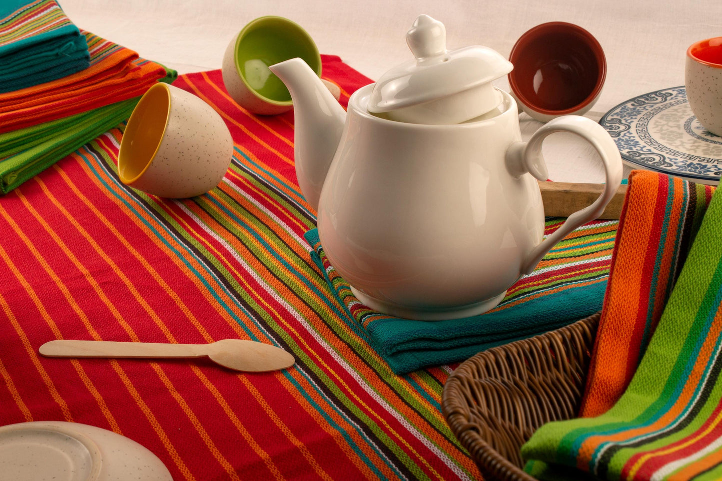 Colorful Salsa Kitchen Towels, Cotton Striped Dish Towels for Cooking and Cleaning