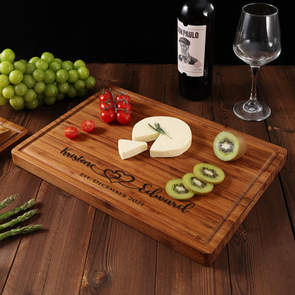 Personalized Bamboo Cutting Board, Custom Engraved Monogram Charcuterie Board