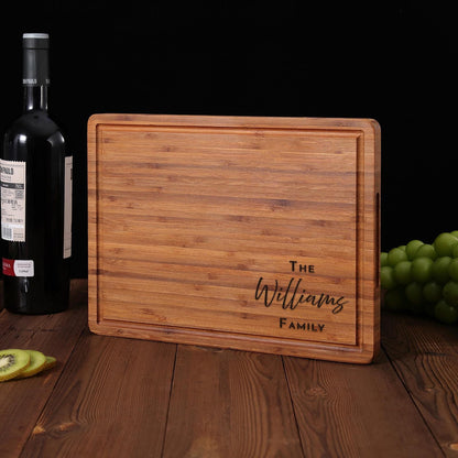 Personalized Bamboo Cutting Board, Custom Engraved Monogram Charcuterie Board