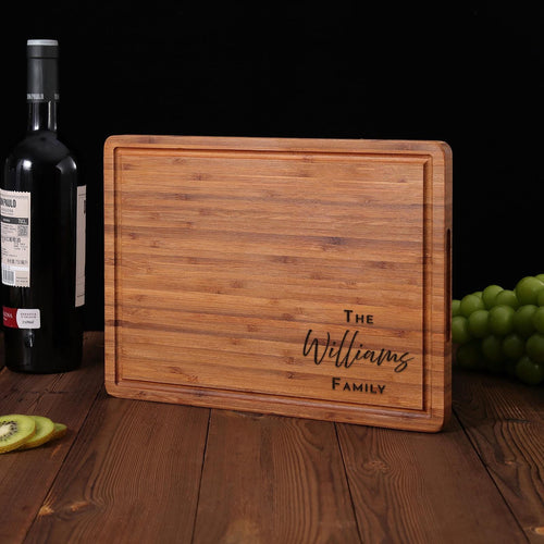 Personalized Bamboo Cutting Board, Custom Engraved Monogram Charcuterie Board