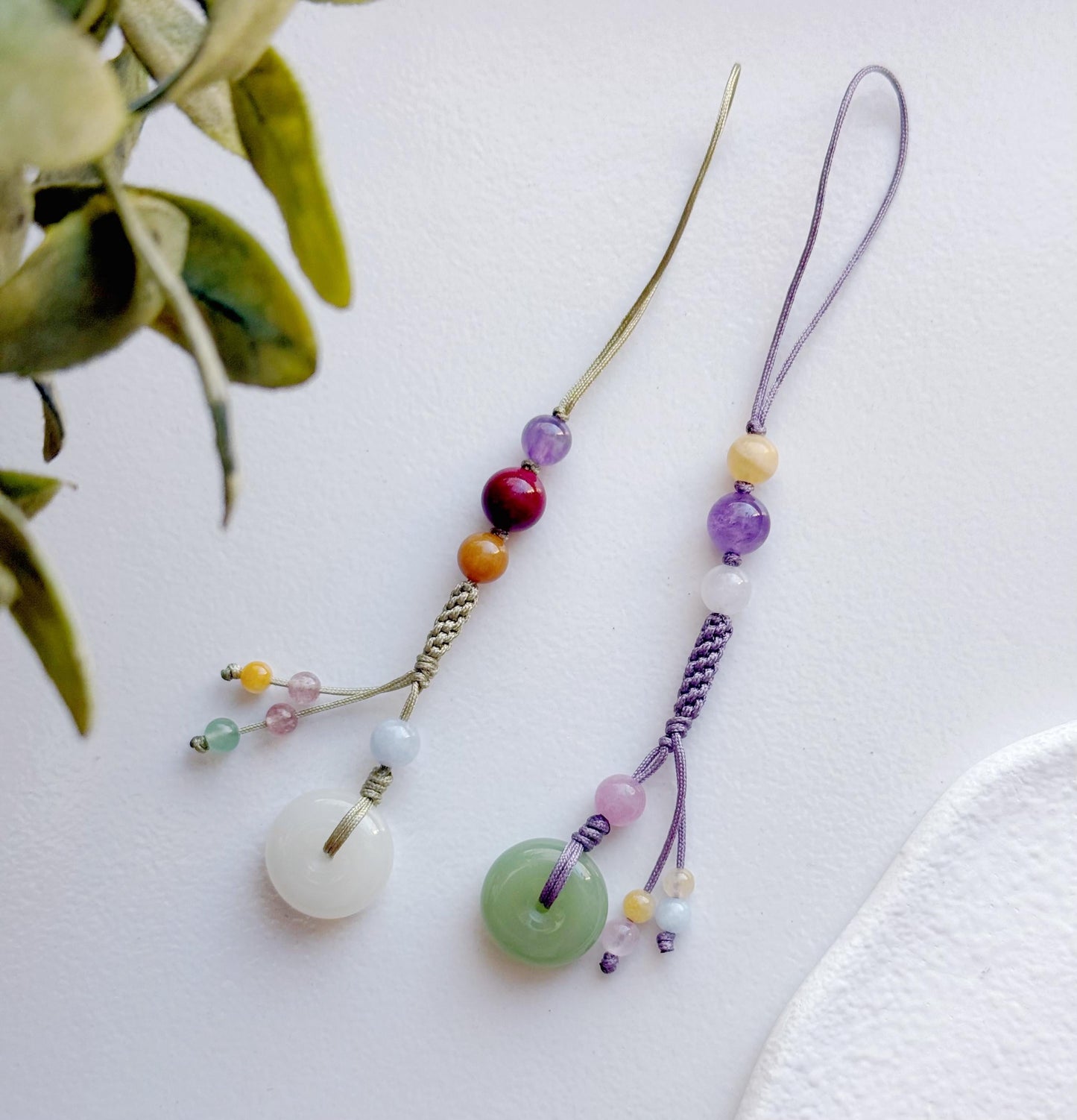Handmade Natural Jade Peace Buckle Phone Charm, Protective Blessing Gemstone Strap, Vintage Aesthetic Phone Accessory, Unique Gift for Her