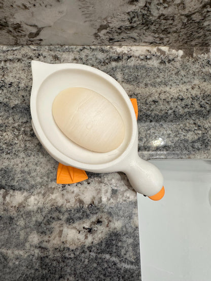 Self-Draining Duck Soap Dish - 3D Printed Eco-Friendly Soap Holder with Drainage Hole, Whimsical Bathroom & Kitchen Organizer, Non-Slip Duck Style Decor