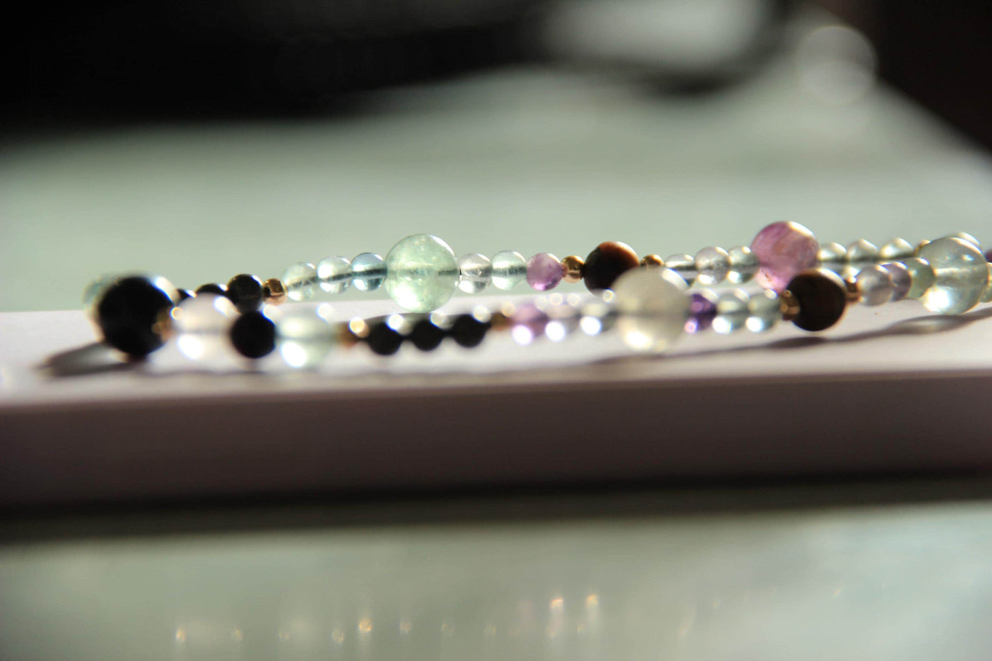 Handmade Semi-Precious Stone Phone Chain, Elegant Gemstone Wrist Strap, Beaded Aesthetic Phone Charm, Unique Healing Stone Accessory