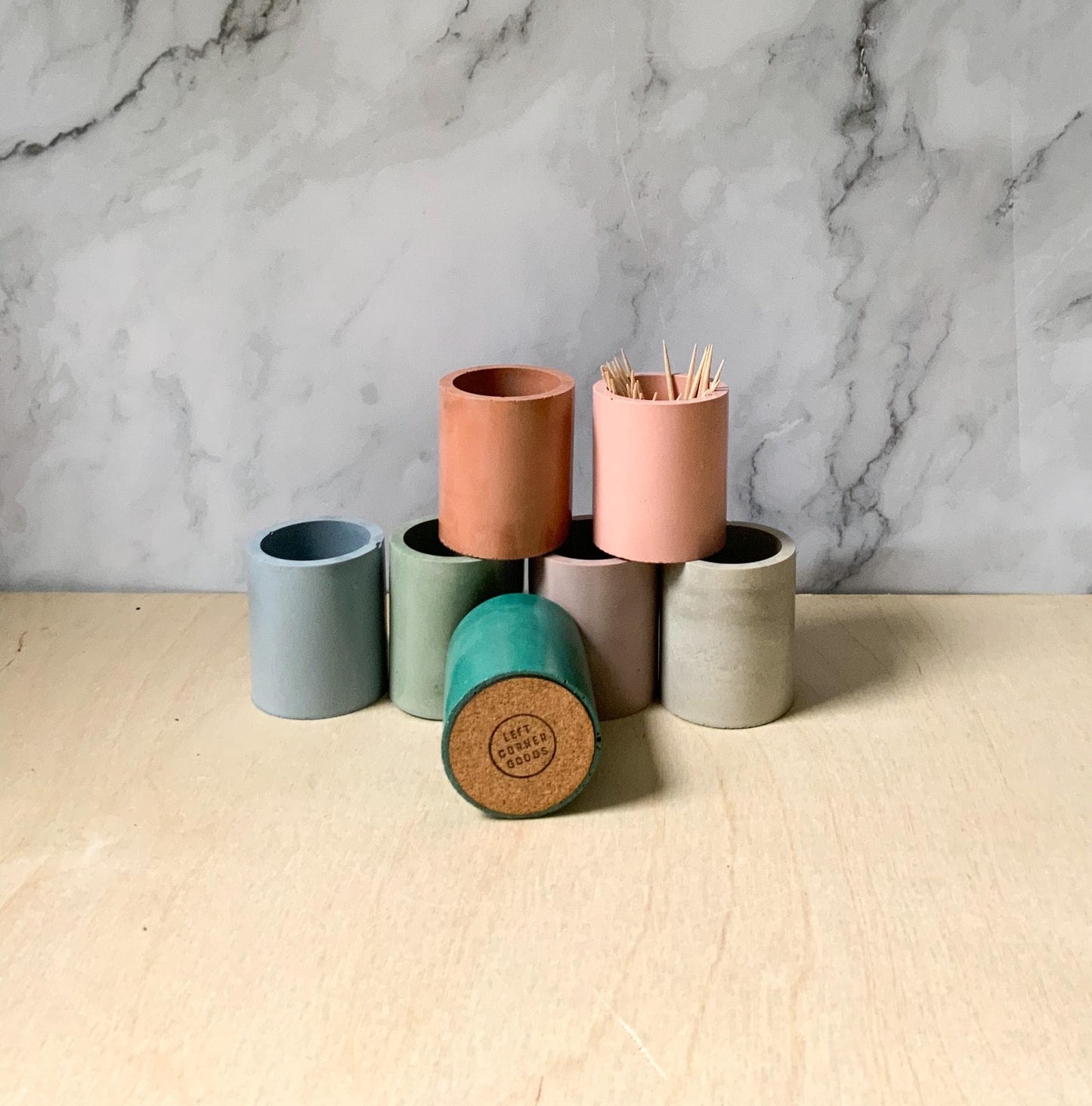 Multipurpose Concrete Organizer Cup - Minimalist Industrial Toothbrush & Q-Tip Holder, Modern Air Plant Pot, Zen Desktop Stationery Caddy