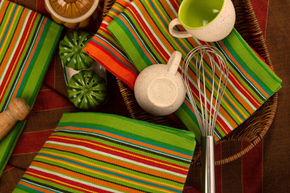 Colorful Salsa Kitchen Towels, Cotton Striped Dish Towels for Cooking and Cleaning