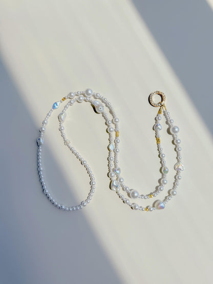 Genuine Baroque Pearl Crossbody Phone Strap, Elegant Anti-Drop Smartphone Lanyard for Women, Adjustable Hands-Free Phone Chain