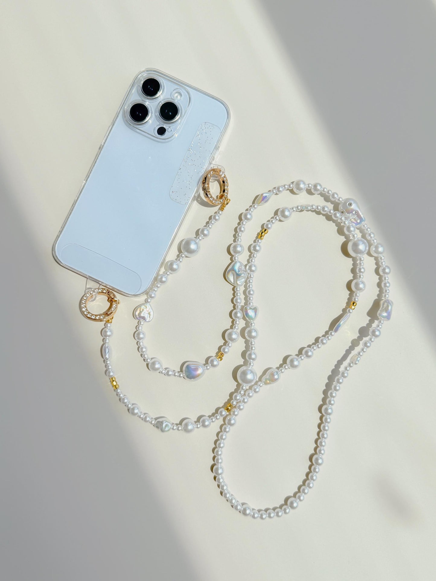 Genuine Baroque Pearl Crossbody Phone Strap, Elegant Anti-Drop Smartphone Lanyard for Women, Adjustable Hands-Free Phone Chain