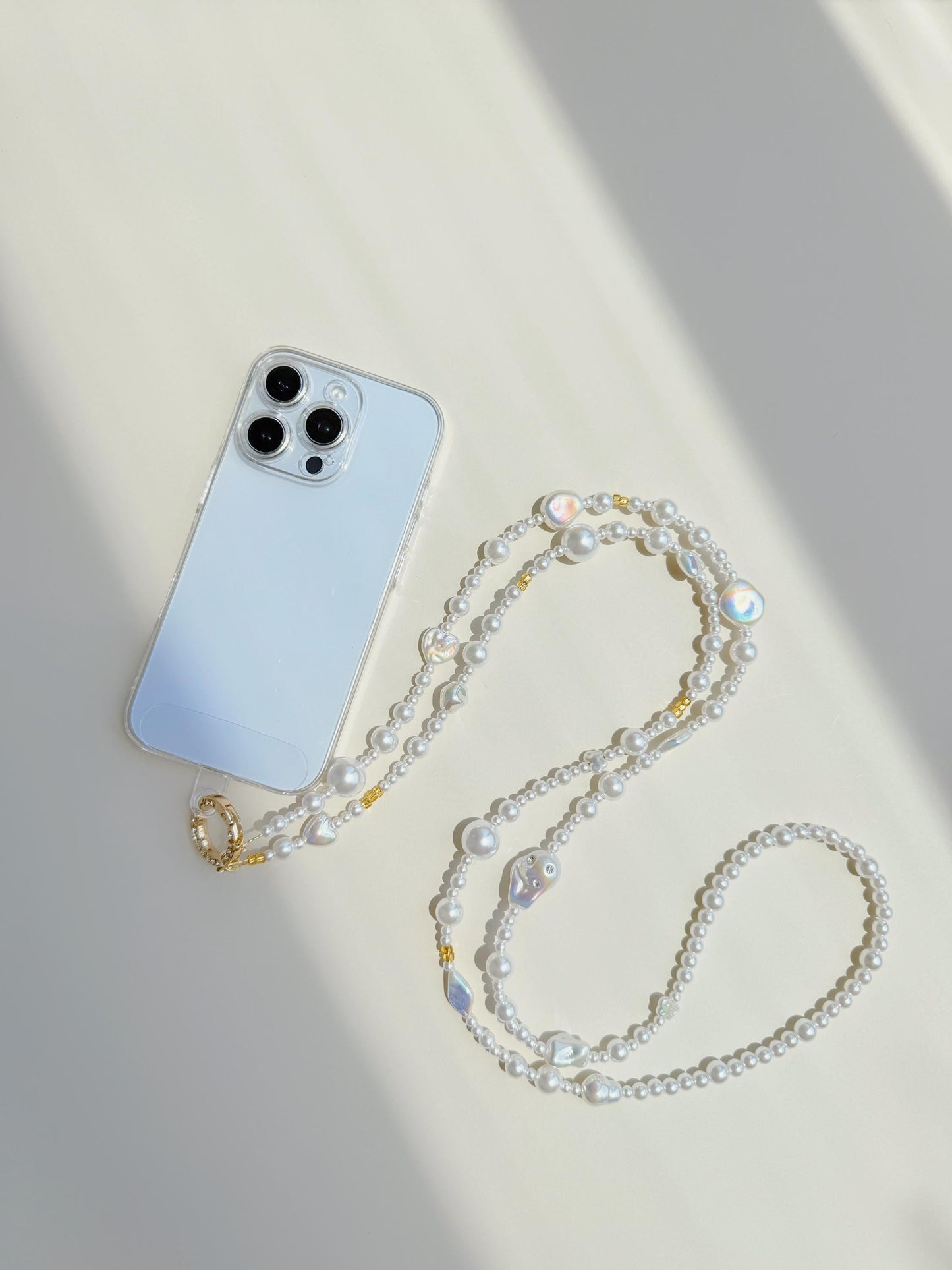 Genuine Baroque Pearl Crossbody Phone Strap, Elegant Anti-Drop Smartphone Lanyard for Women, Adjustable Hands-Free Phone Chain