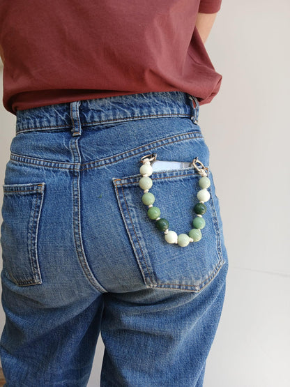 Handmade Green Wooden Beaded Phone Wrist Strap