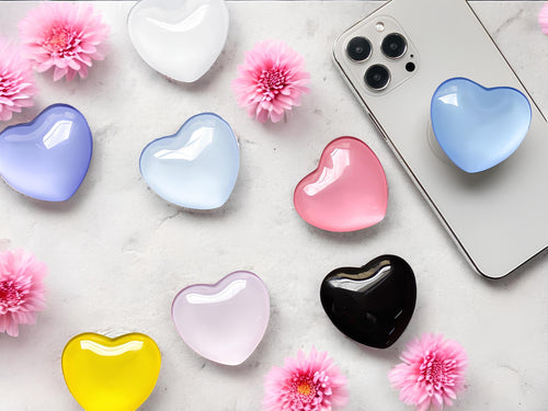 Handmade Resin Heart Phone Grip, Magnetic Stand Compatible with MagSafe, Elegant Adhesive Griptok Accessory for Smartphones