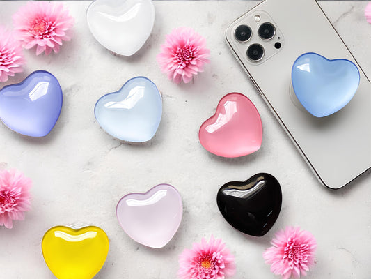 Handmade Resin Heart Phone Grip, Magnetic Stand Compatible with MagSafe, Elegant Adhesive Griptok Accessory for Smartphones