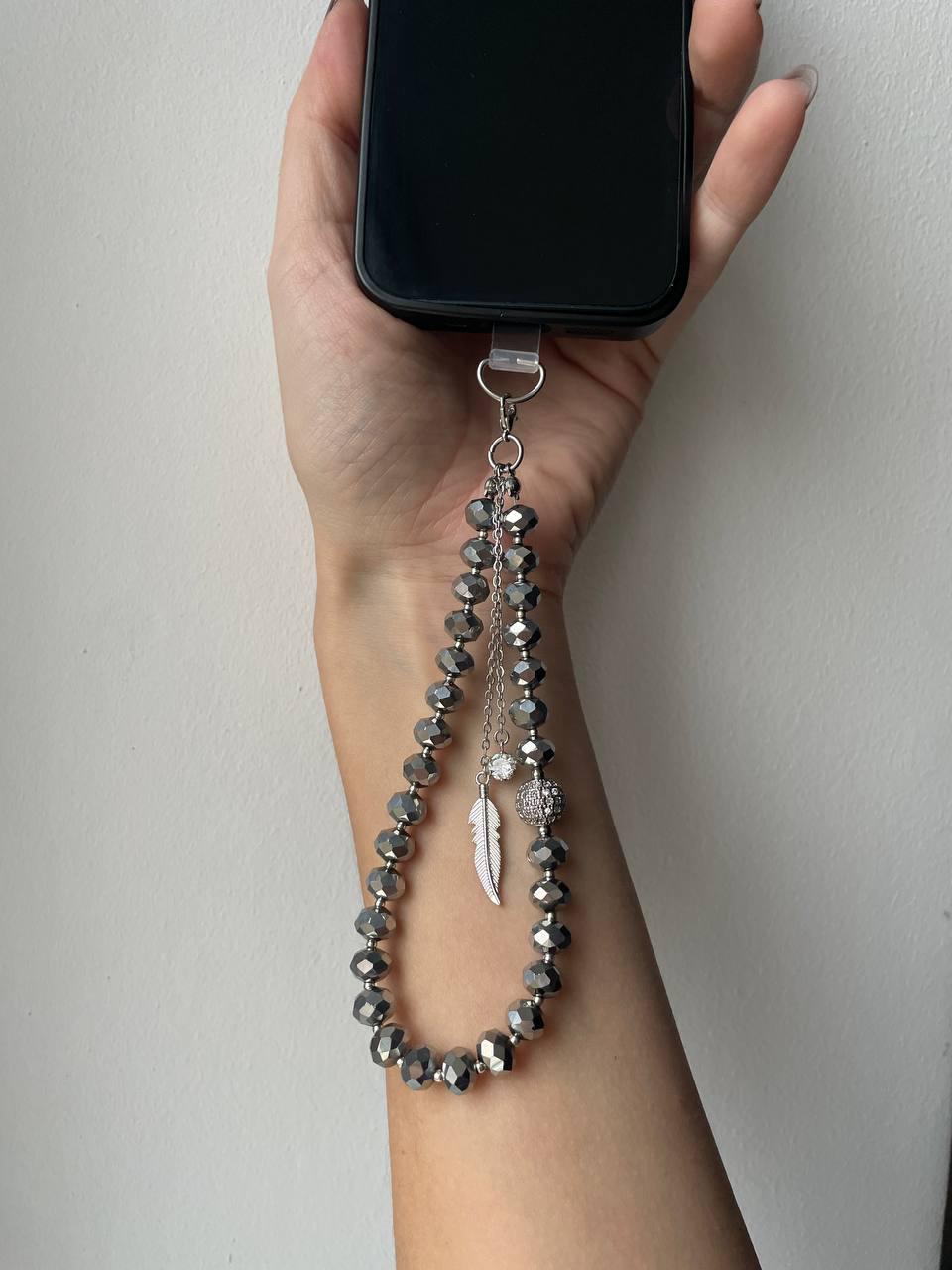 Luxurious Natural Baroque Pearl Phone Strap, Sparkling Crystal Wristlet with Parisian Chic Aesthetic, Elegant Gift for Her, Handmade Tech Accessory