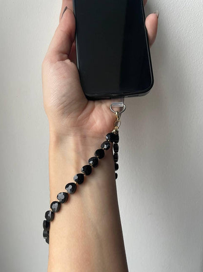 Luxurious Natural Baroque Pearl Phone Strap, Sparkling Crystal Wristlet with Parisian Chic Aesthetic, Elegant Gift for Her, Handmade Tech Accessory