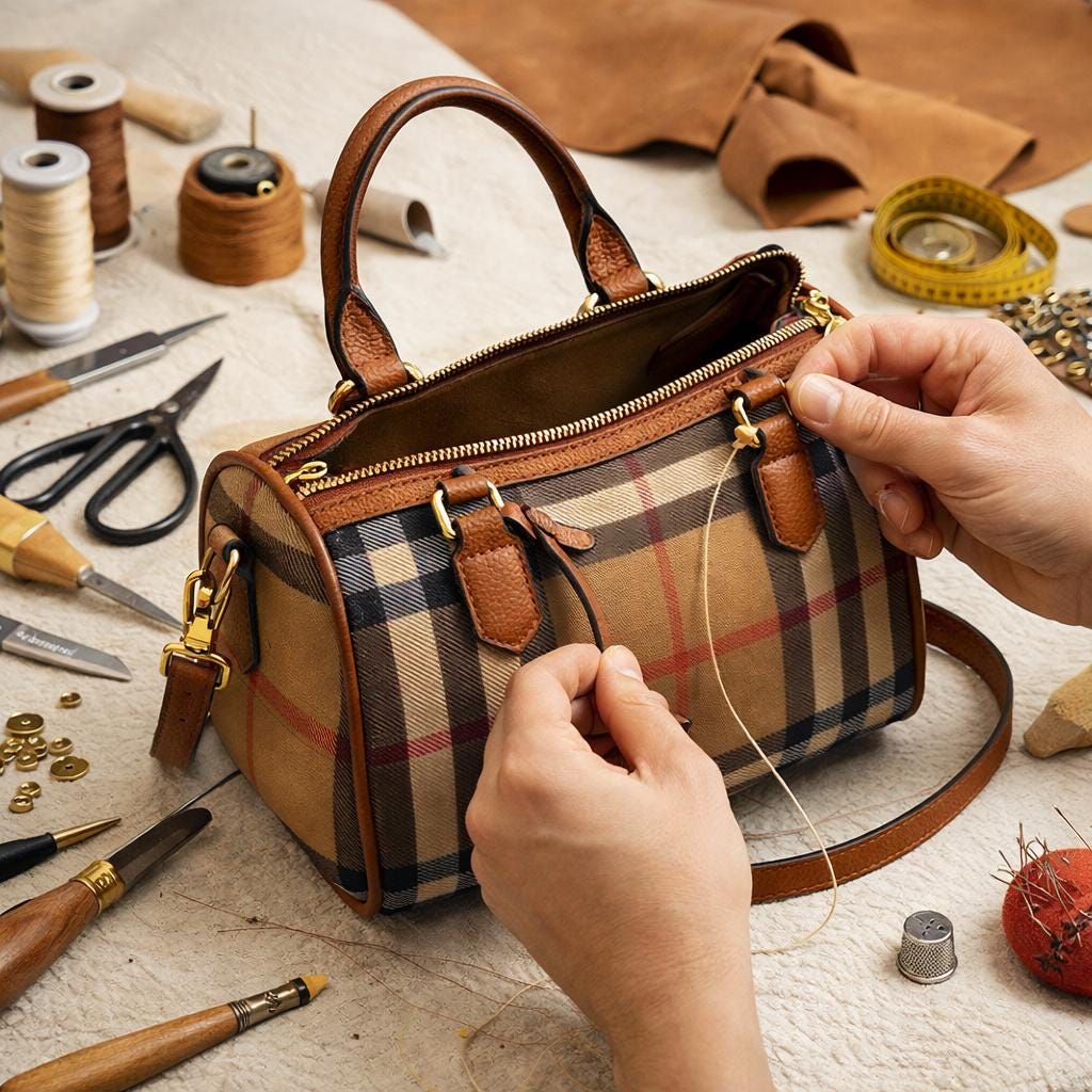 Vintage Plaid Crossbody Bag for Women, Faux Leather Shoulder Purse with Adjustable Strap and Secure Zip Closure