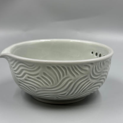 Ceramic Garlic Grater Bowl with Built-in Herb Stripper, Small Dipping Dish for Ginger and Herbs