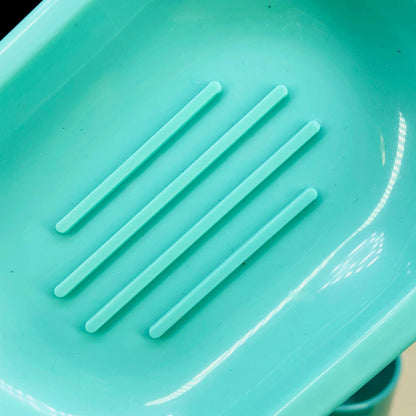 Authentic 1980s Turquoise Bathroom Set, Retro Mod Plastic Soap Dish & Cup, Kitsch 80s Pastel Bath Decor, Rare Collectible Piece