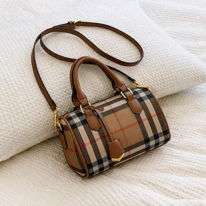 Vintage Plaid Crossbody Bag for Women, Faux Leather Shoulder Purse with Adjustable Strap and Secure Zip Closure