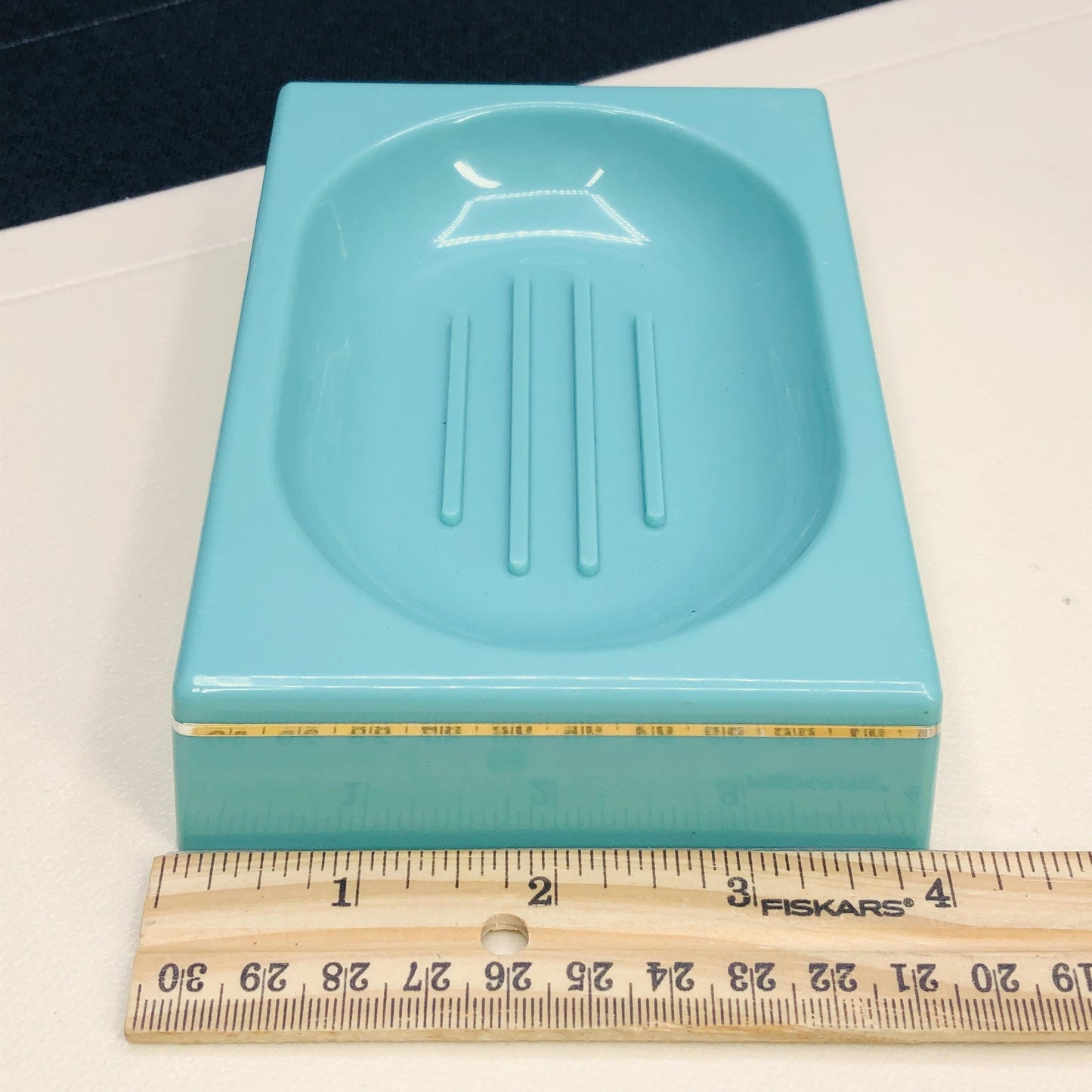 Authentic 1980s Turquoise Bathroom Set, Retro Mod Plastic Soap Dish & Cup, Kitsch 80s Pastel Bath Decor, Rare Collectible Piece