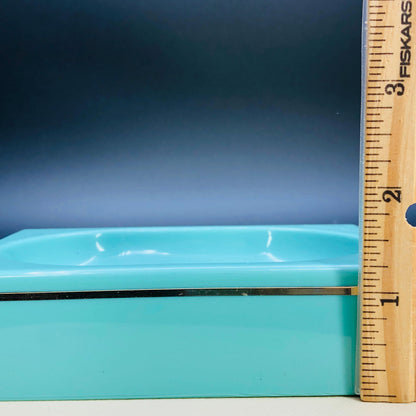 Authentic 1980s Turquoise Bathroom Set, Retro Mod Plastic Soap Dish & Cup, Kitsch 80s Pastel Bath Decor, Rare Collectible Piece