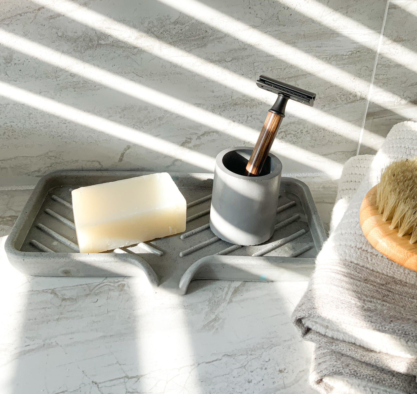 Multipurpose Concrete Organizer Cup - Minimalist Industrial Toothbrush & Q-Tip Holder, Modern Air Plant Pot, Zen Desktop Stationery Caddy
