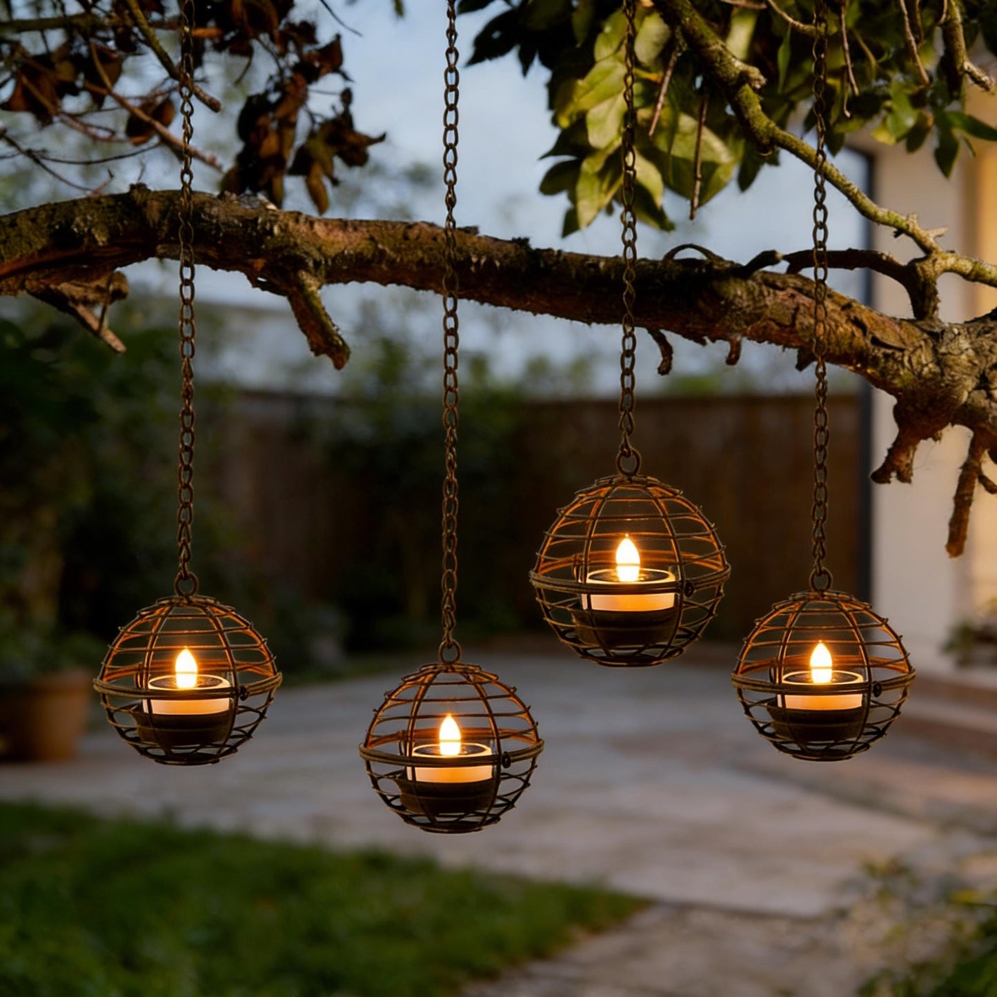 4-Pack Solar Pendant Lights, IP65 Weather-Resistant Outdoor Hanging Lanterns for Garden, Patio and Yard Decor