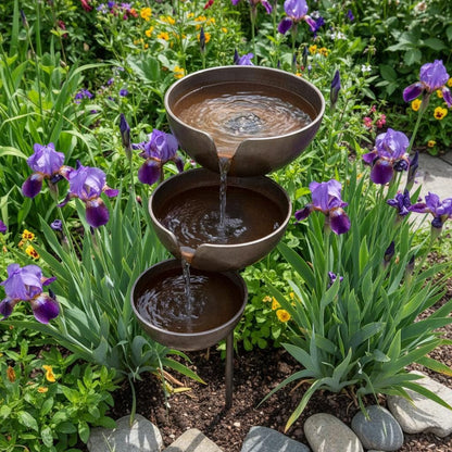 Metal Garden Bird Bath and Rain Catcher, Decorative Outdoor Water Bowl for Birds and Bees, Weather-Resistant Yard Art