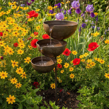 Metal Garden Bird Bath and Rain Catcher, Decorative Outdoor Water Bowl for Birds and Bees, Weather-Resistant Yard Art