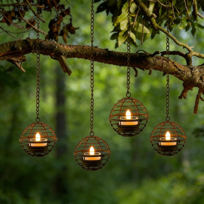 4-Pack Solar Pendant Lights, IP65 Weather-Resistant Outdoor Hanging Lanterns for Garden, Patio and Yard Decor