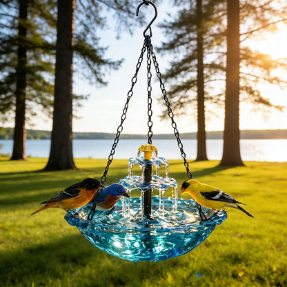 Solar Powered Bird Bath Fountain, Outdoor Hanging Water Fountain for Garden and Patio, Solar Birdbath Pump