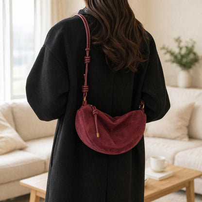 Women's Minimalist Suede Underarm Bag, Convertible Crossbody Shoulder Purse with Adjustable Strap, Soft Matte Hobo Bag