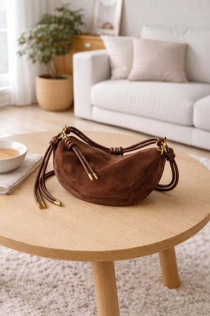 Women's Minimalist Suede Underarm Bag, Convertible Crossbody Shoulder Purse with Adjustable Strap, Soft Matte Hobo Bag