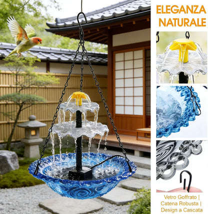 Solar Powered Bird Bath Fountain, Outdoor Hanging Water Fountain for Garden and Patio, Solar Birdbath Pump