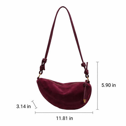Women's Minimalist Suede Underarm Bag, Convertible Crossbody Shoulder Purse with Adjustable Strap, Soft Matte Hobo Bag