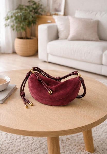 Women's Minimalist Suede Underarm Bag, Convertible Crossbody Shoulder Purse with Adjustable Strap, Soft Matte Hobo Bag