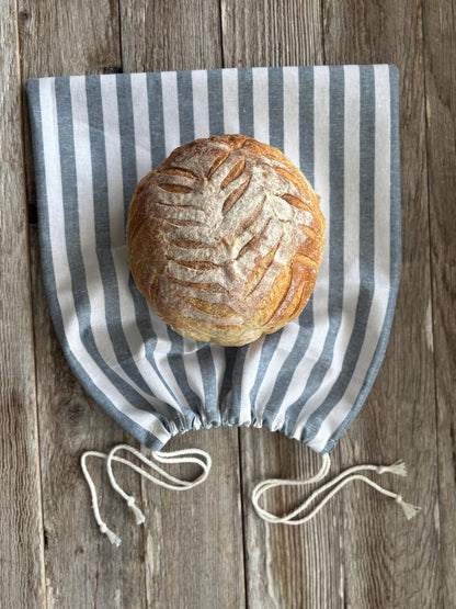 Beeswax Coated Linen Bread Bag for Sourdough, Reusable Food Storage Bag for Homemade Loaves and Artisan Bread