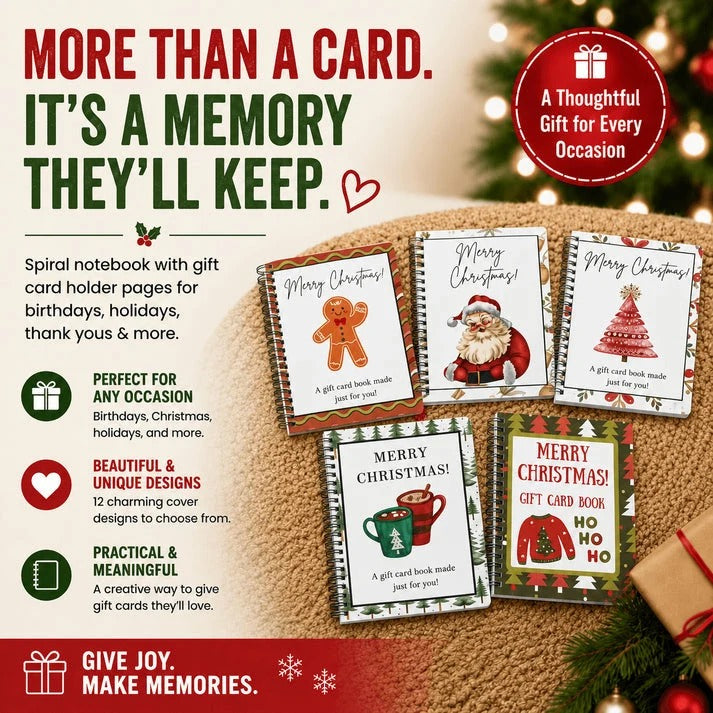🎄📚Christmas Gift Card Book - 🎁Surprises On Every Page📚Hardcover & Durability Line