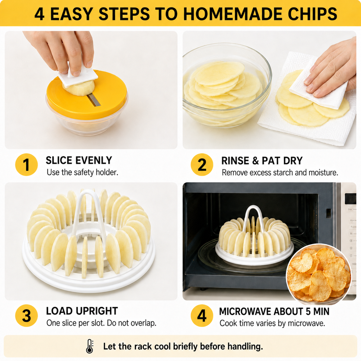 🥔✨✨ Microwave Potato Chip Maker with Slicer – Oil-Free Snack Kit ✨