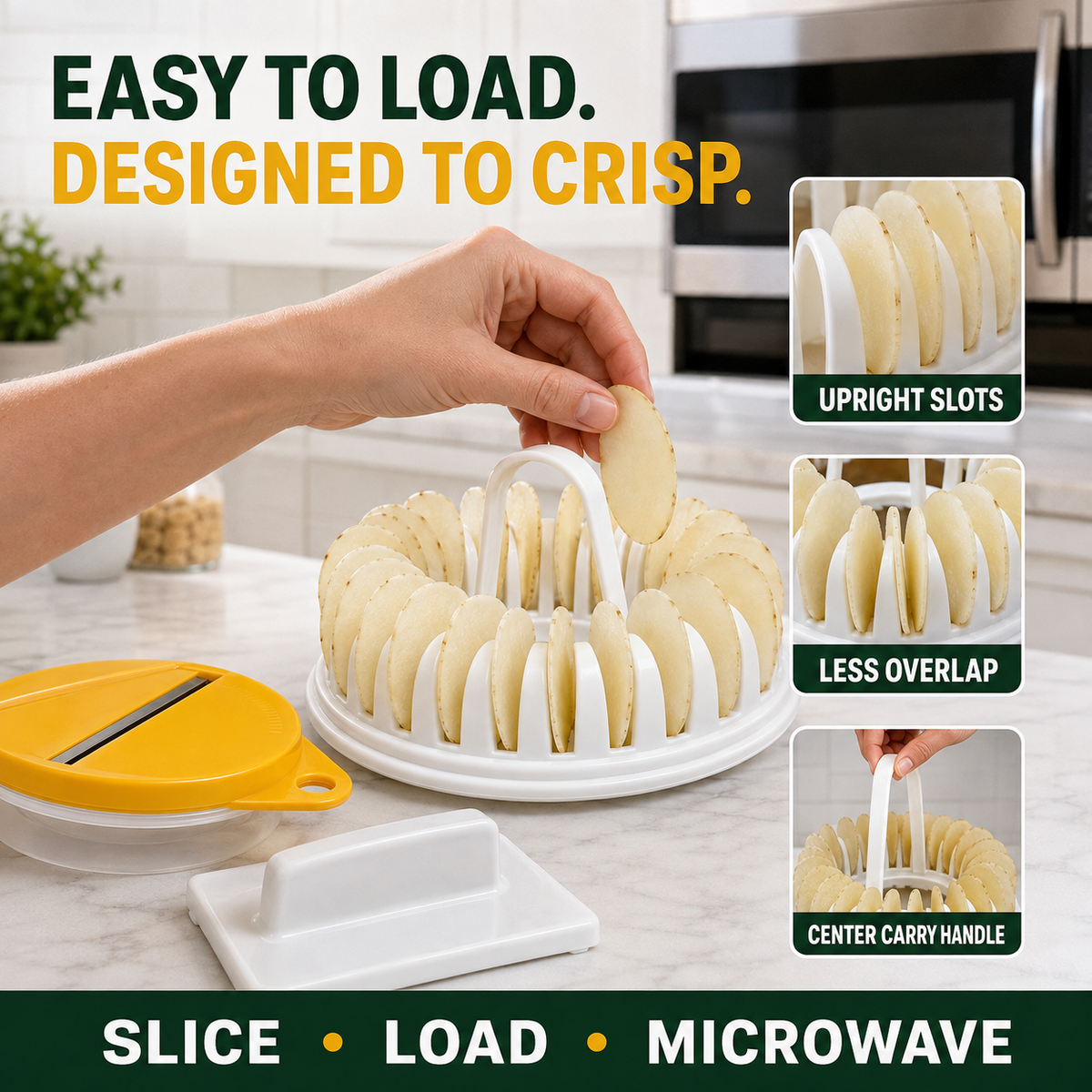 🥔✨✨ Microwave Potato Chip Maker with Slicer – Oil-Free Snack Kit ✨